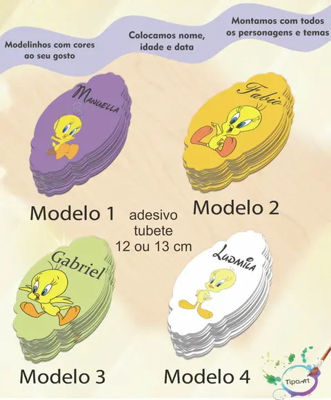 Adesivo para Tubete 12 ou 13 Cm-piu Piu