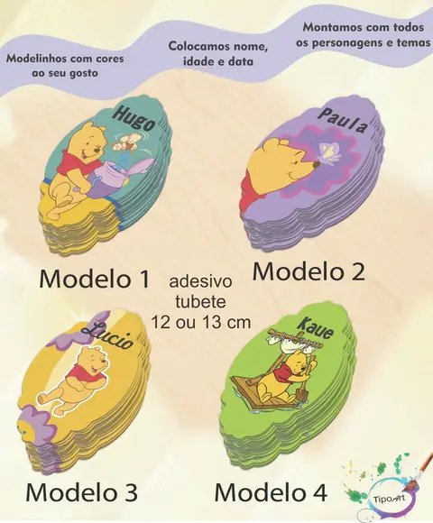 Adesivo para Tubete 12 ou 13 Cm-pooh