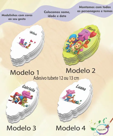 Adesivo para Tubete 12 ou 13 Cm-pocoyo
