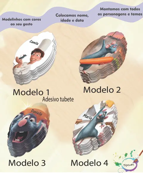Adesivo para Tubete 12 ou 13 Cm-ratatouille