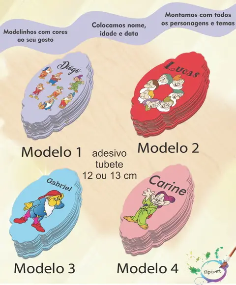 Adesivo para Tubete 12 ou 13 Cm-sete Anões