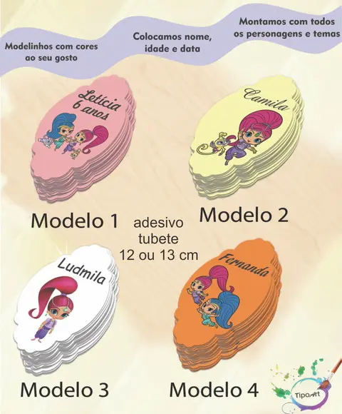 Adesivo para Tubete 12 ou 13 Cm-shimmer Shine