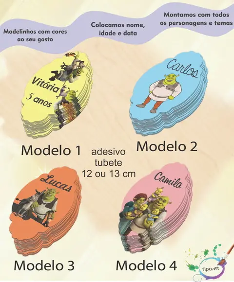 Adesivo para Tubete 12 ou 13 Cm-shrek