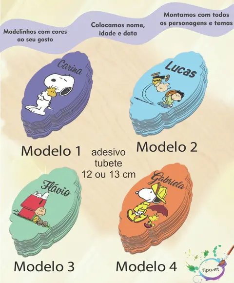 Adesivo para Tubete 12 ou 13 Cm-snoopy
