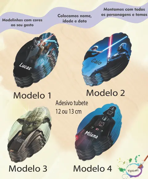 Adesivo para Tubete 12 ou 13 Cm-starwars