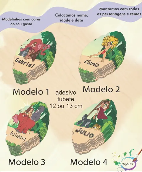 Adesivo para Tubete 12 ou 13 Cm-tarzan