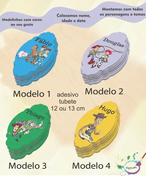 Adesivo para Tubete 12 ou 13 Cm-toy Story