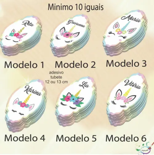 Adesivo para Tubete 12 ou 13 Cm-unicórnio