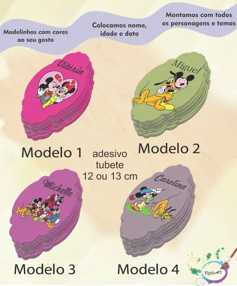 Adesivo para Tubete 12 ou 13 Cm-turma do Mickey