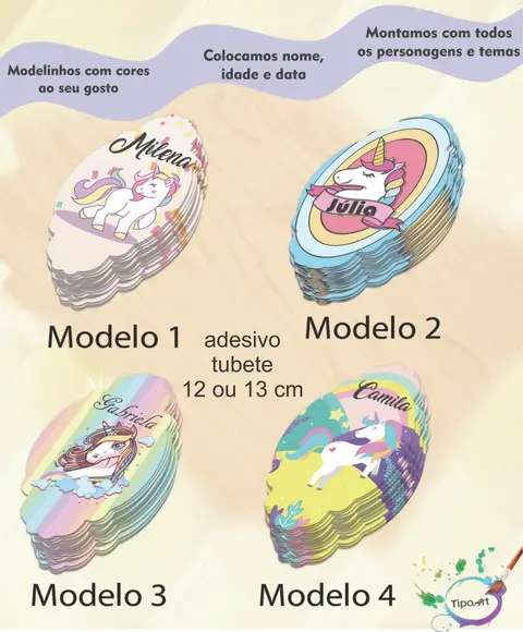Adesivo para Tubete 12 ou 13 Cm-unicórnio