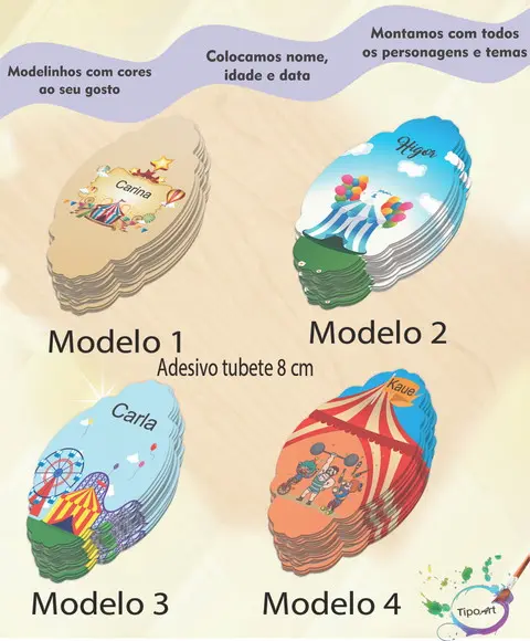 Adesivo para Tubete 8 cm -circo
