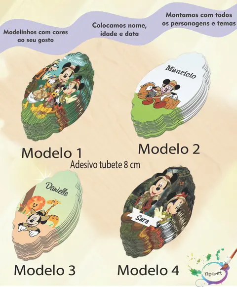 Adesivo para Tubete 8 cm -mickey Safari