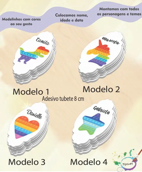 Adesivo para Tubete 8 cm -pop Fidget