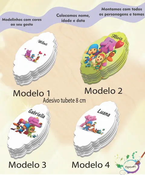 Adesivo para Tubete 8 cm -pocoyo