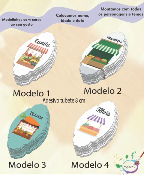 Adesivo para Tubete 8 cm -quitandinha