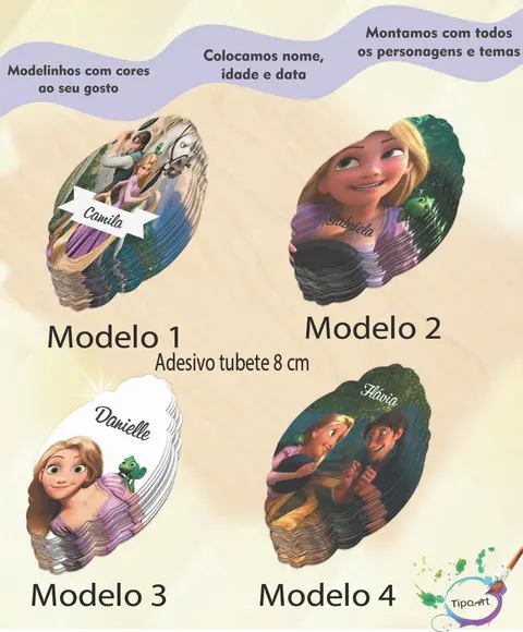Adesivo para Tubete 8 cm -rapunzel