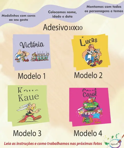 Adesivo Quadradinho 10x10 Cm-asterix