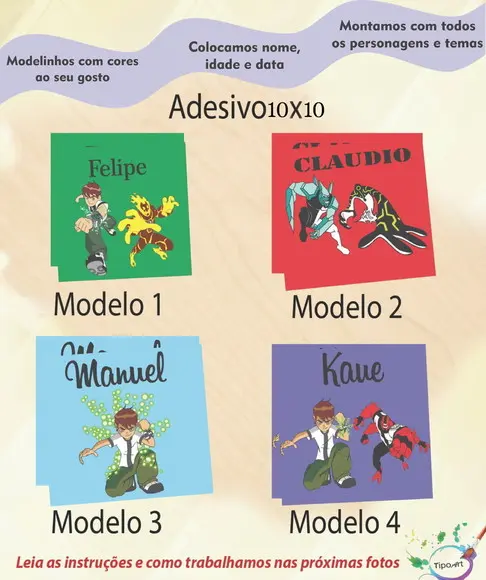 Adesivo Quadradinho 10x10 Cm-ben 10