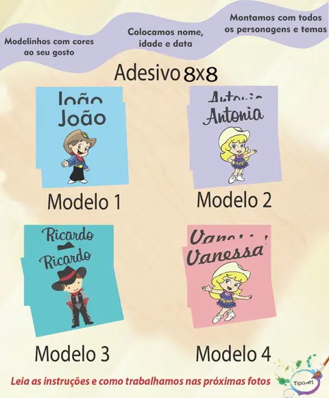 Adesivo Quadradinho 10x10 Cm-cowboy