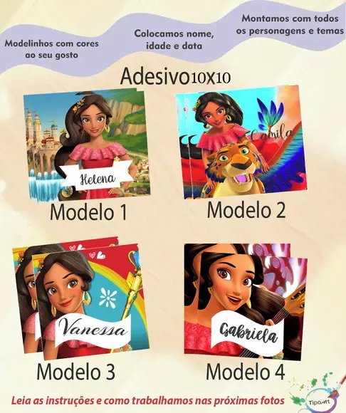 Adesivo Quadradinho 10x10 Cm-elena de Avalor