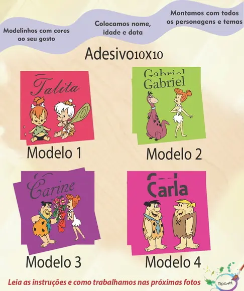 Adesivo Quadradinho 10x10 Cm-fred Flintstone