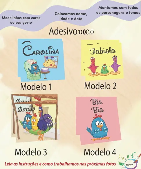 Adesivo Quadradinho 10x10 Cm-galinha Pintadinha