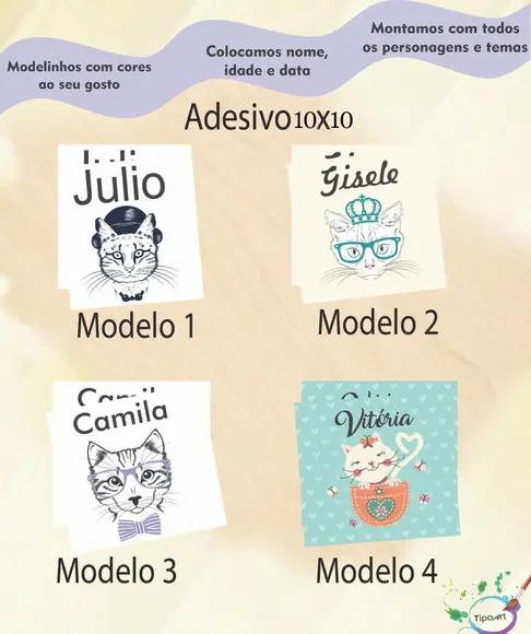 Adesivo Quadradinho 10x10 Cm-gatinho