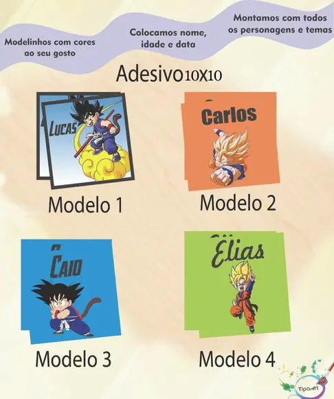 Adesivo Quadradinho 10x10 Cm-goku