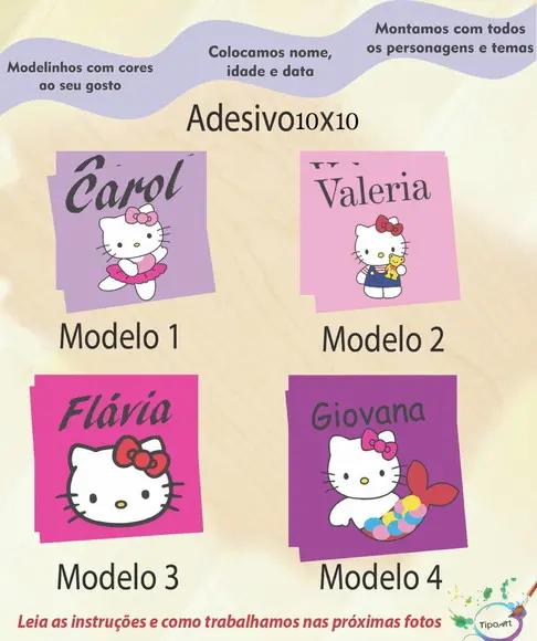 Adesivo Quadradinho 10x10 Cm-hello Kitty