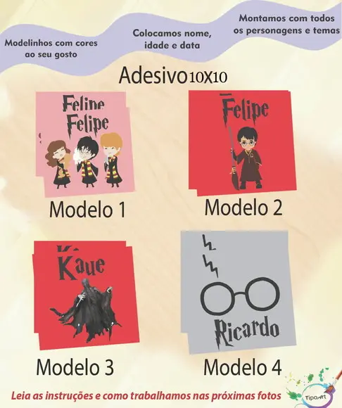 Adesivo Quadradinho 10x10 Cm-harry Potter-modelo 1