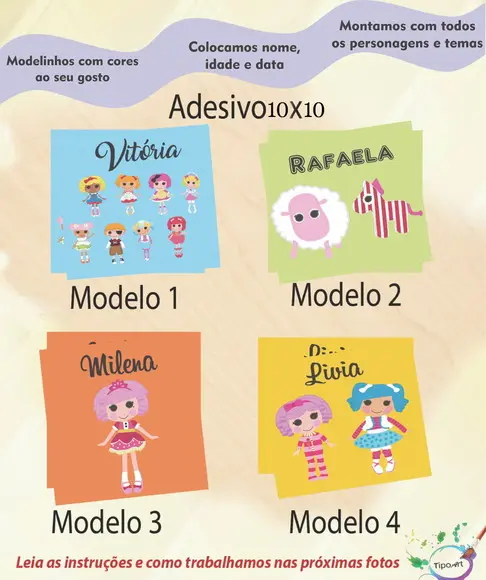Adesivo Quadradinho 10x10 Cm-lalaloopsy