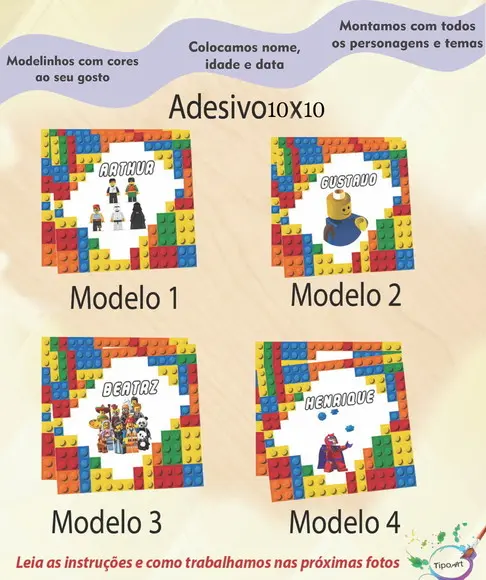 Adesivo Quadradinho 10x10 Cm-lego