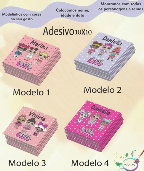 Adesivo Quadradinho 10x10 Cm-lol