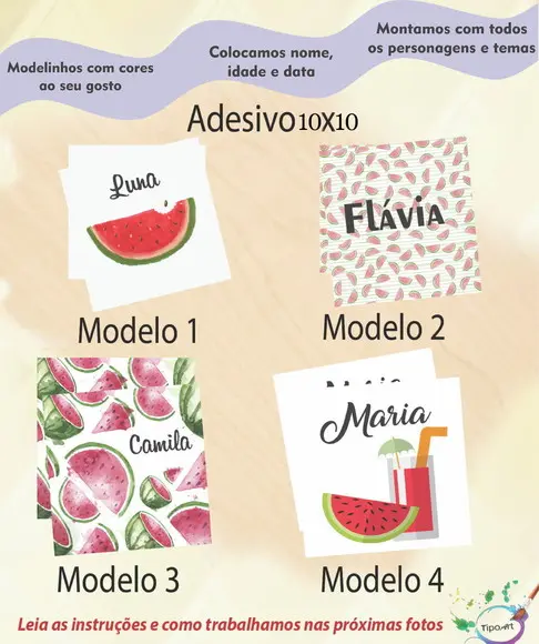 Adesivo Quadradinho 10x10 Cm-melancia