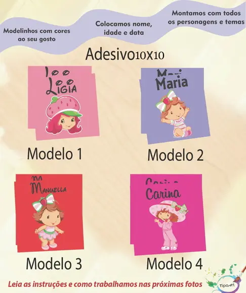 Adesivo Quadradinho 10x10 Cm-moranguinho