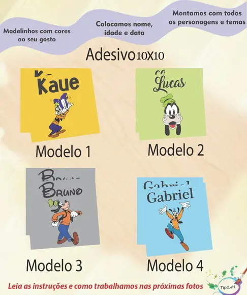 Adesivo Quadradinho 10x10 Cm-pateta