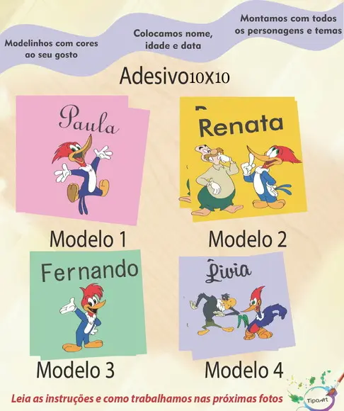 Adesivo Quadradinho 10x10 Cm-pica Pau