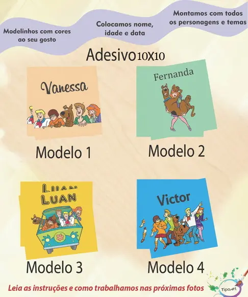 Adesivo Quadradinho 10x10 Cm-scooby Doo