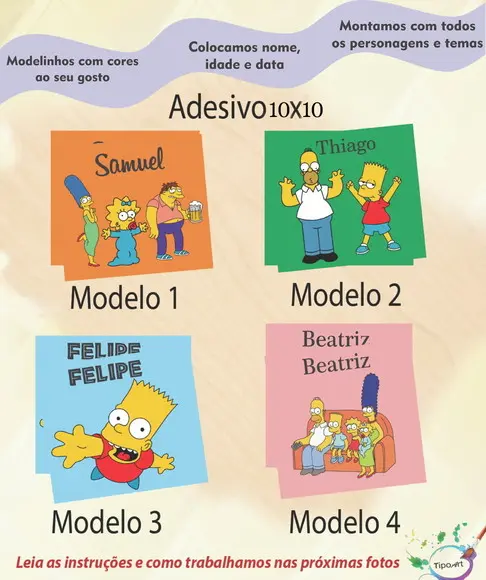 Adesivo Quadradinho 10x10 Cm-simpson