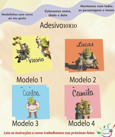 Adesivo Quadradinho 10x10 Cm-shrek