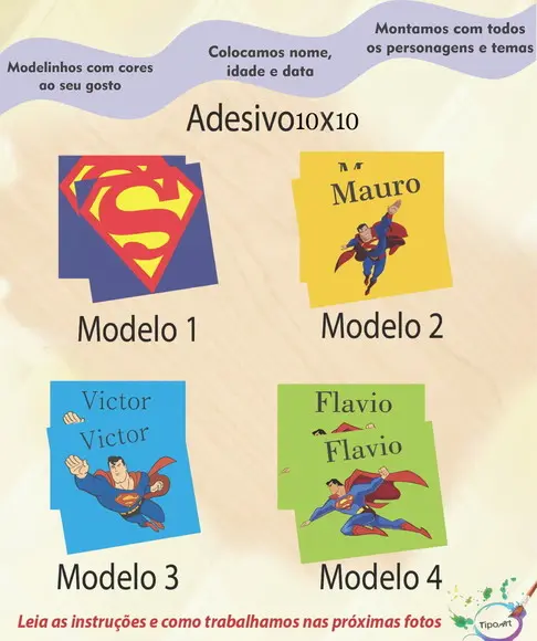 Adesivo Quadradinho 10x10 Cm-super Homem