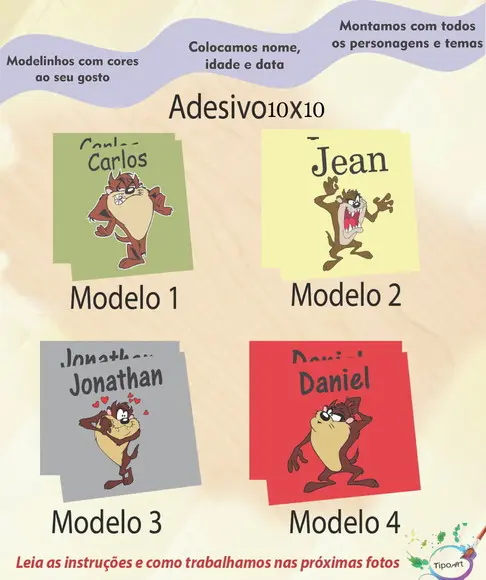 Adesivo Quadradinho 10x10 Cm-taz Mania