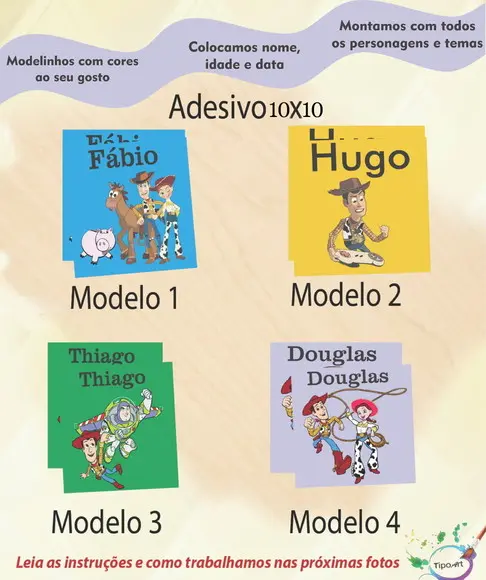 Adesivo Quadradinho 10x10 Cm-toy Story