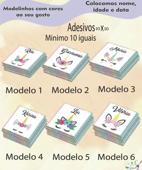 Adesivo Quadradinho 10x10 Cm-unicórnio
