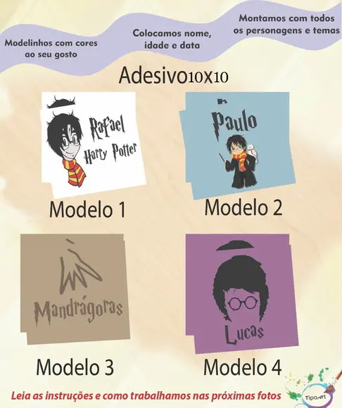 Adesivo Quadradinho 10x10cm-harry Potter-modelo 2