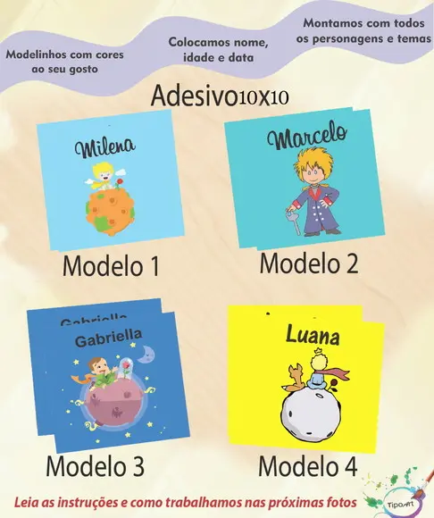 Adesivo Quadradinho 10x10cm-pequeno Príncipe