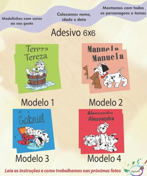 Adesivo Quadrado 6x6-101 Dalmatas