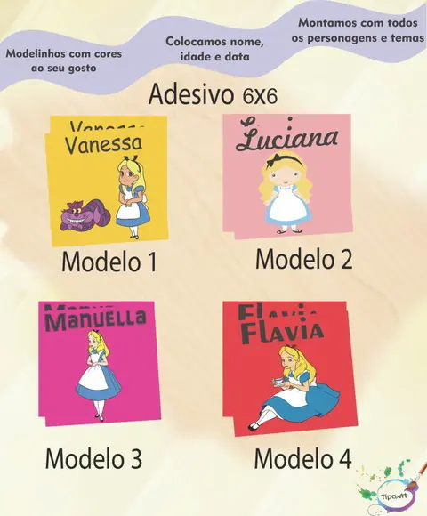 Adesivo Quadrado 6x6-alice