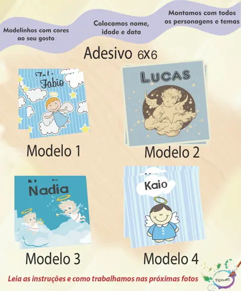 Adesivo Quadrado 6x6-batizado