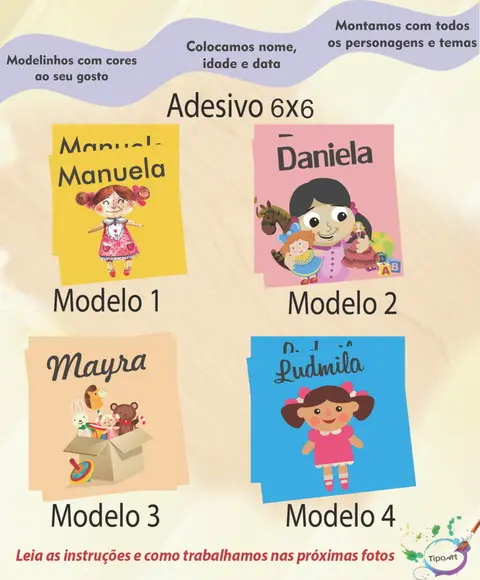 Adesivo Quadrado 6x6-boneca